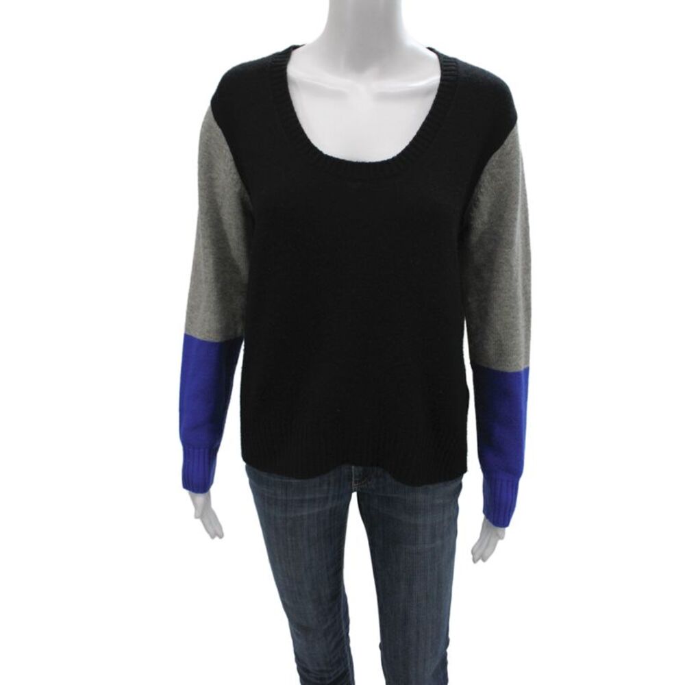Mason Women Pullover Black 70% Wool Scoop Neck Long Sleeve Solid Size S